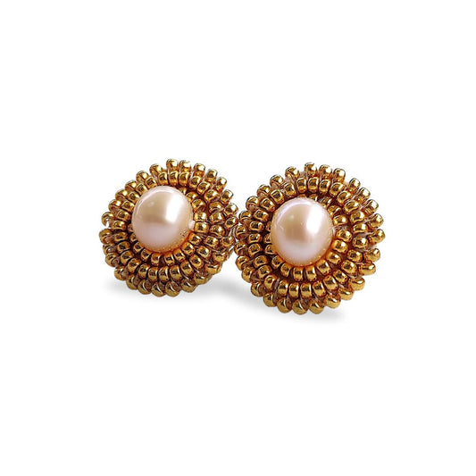 Golden Hour Freshwater Pearl Stud Earrings