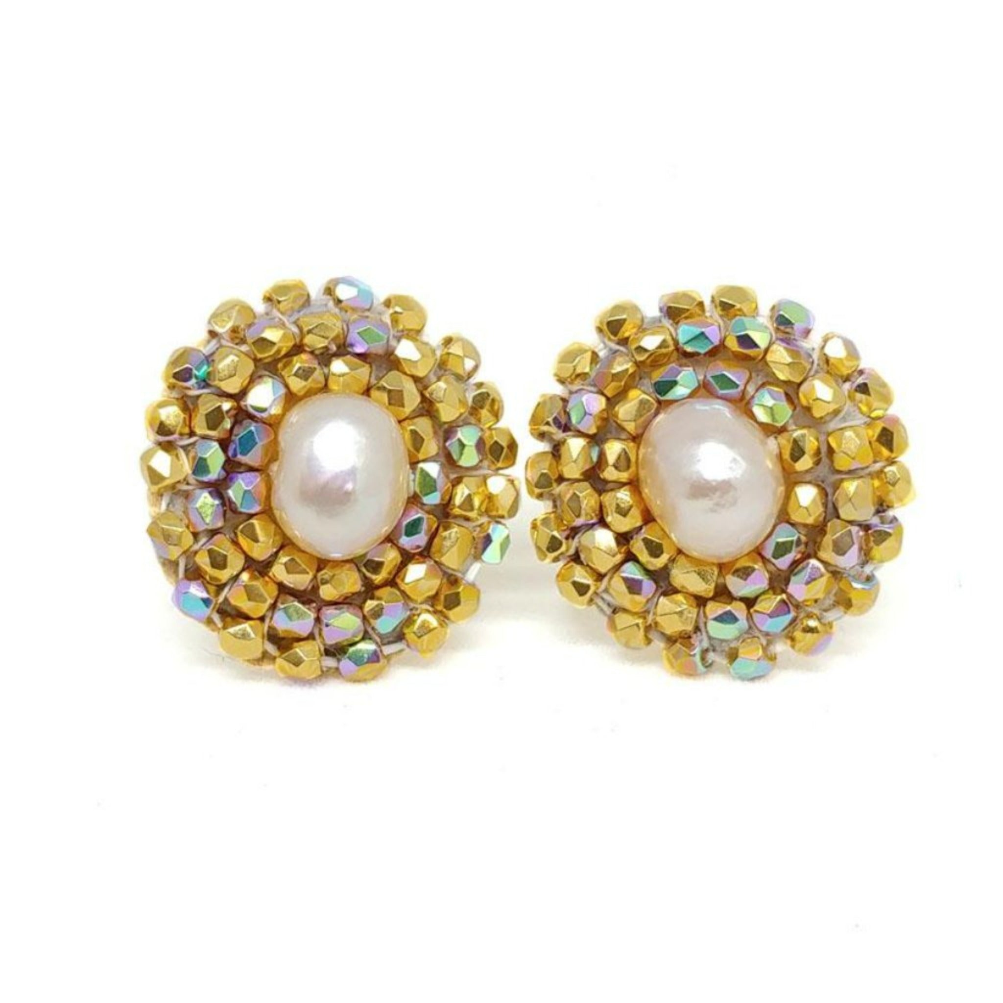 24k gold store pearl earrings