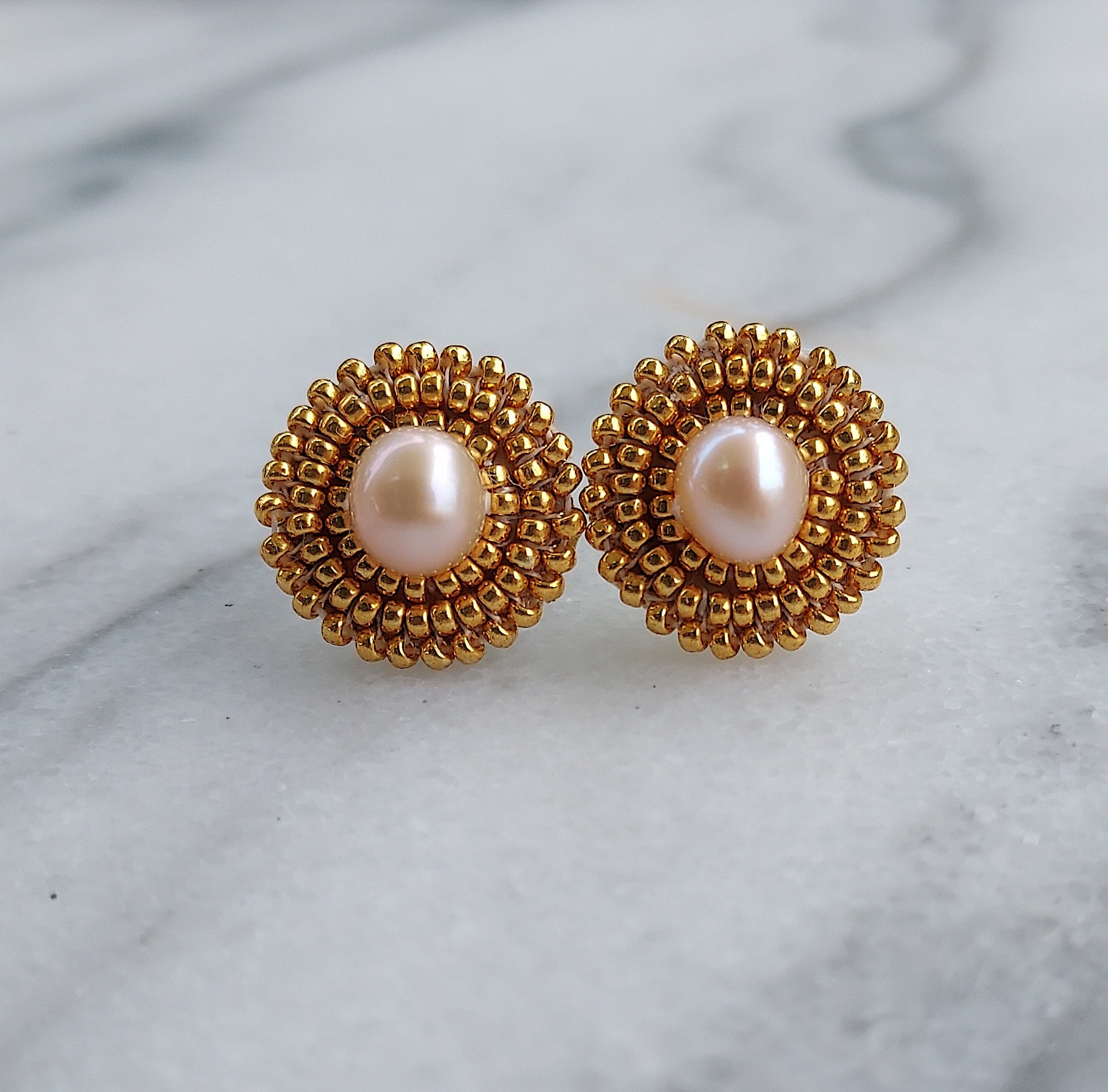 Golden Hour Freshwater Pearl Stud Earrings